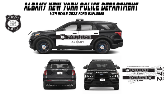 1/24 Scale Albany NY Police Department Waterslide Decals for 2022 Ford Explorer Model Car