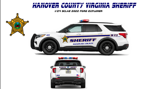 1/24 Scale Hanover County Virginia Sheriff's Department Ford Explorer Diecast Model – Working LED Lights & Siren