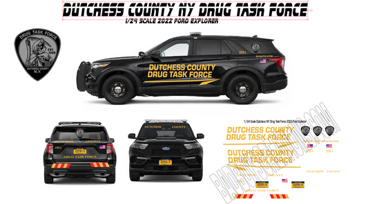 1/24 Scale 2022 Ford Explorer Dutchess County NY Drug Task Force Waterslide Decals – Approx. 4 Complete Sets Included