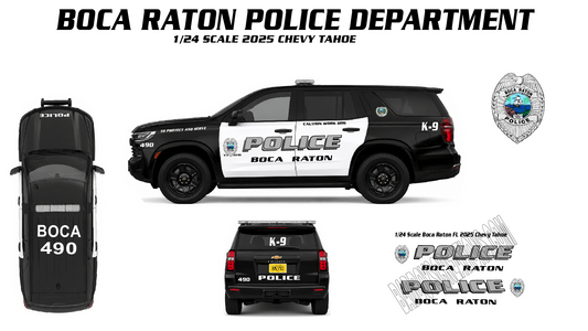 1/24 Scale Boca Raton, Florida Police Waterslide Decals for 2025 Chevy Tahoe
