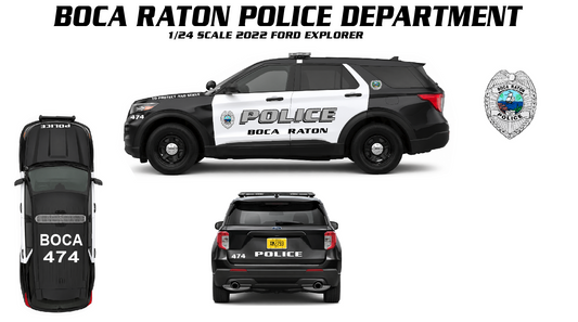 1/24 2022 Ford Explorer Boca Raton Police Diecast Model Car Non-Working Lights