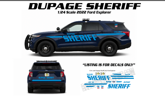 DuPage County Illinois Sheriff Waterslide Decals | White Toner Printed | High-Quality Scale Model Decals