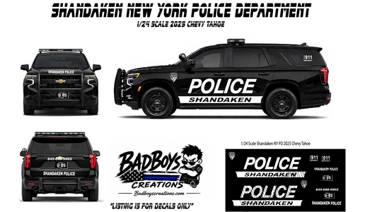 Shandaken New York Police Chevy Tahoe Waterslide Decals – 1/24 Scale