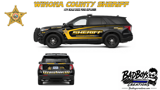1/24 Winona County Sheriff Minnesota 2022 Ford Explorer Diecast Model – Working LED Lights & Siren