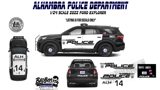 Alhambra CA Police 1/24 Waterslide Decals – 2022 Ford Explorer