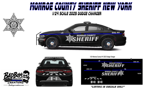 1/24 Scale Monroe County NY Sheriff Waterslide Decals – 2023 Dodge Charger Police Model