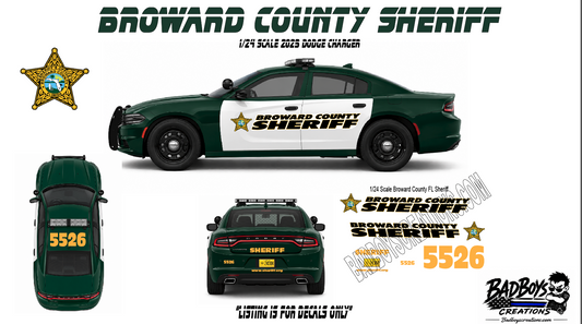 1/24 Scale Broward County FL Sheriff Waterslide Decals – 2023 Dodge Charger