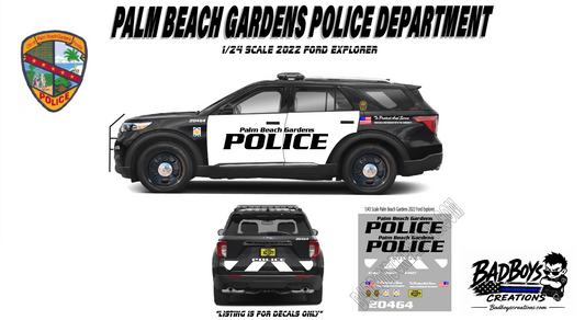 1/24 Palm Beach Gardens Police Waterslide Decals – 2022 Ford Explorer