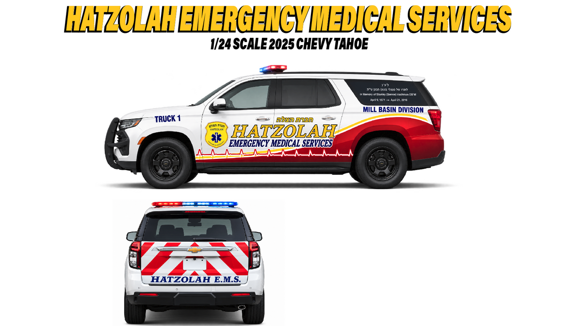 1/24 Scale 2025 Chevy Tahoe Hatzolah EMS Diecast Model – Custom Emergency Medical Services Replica