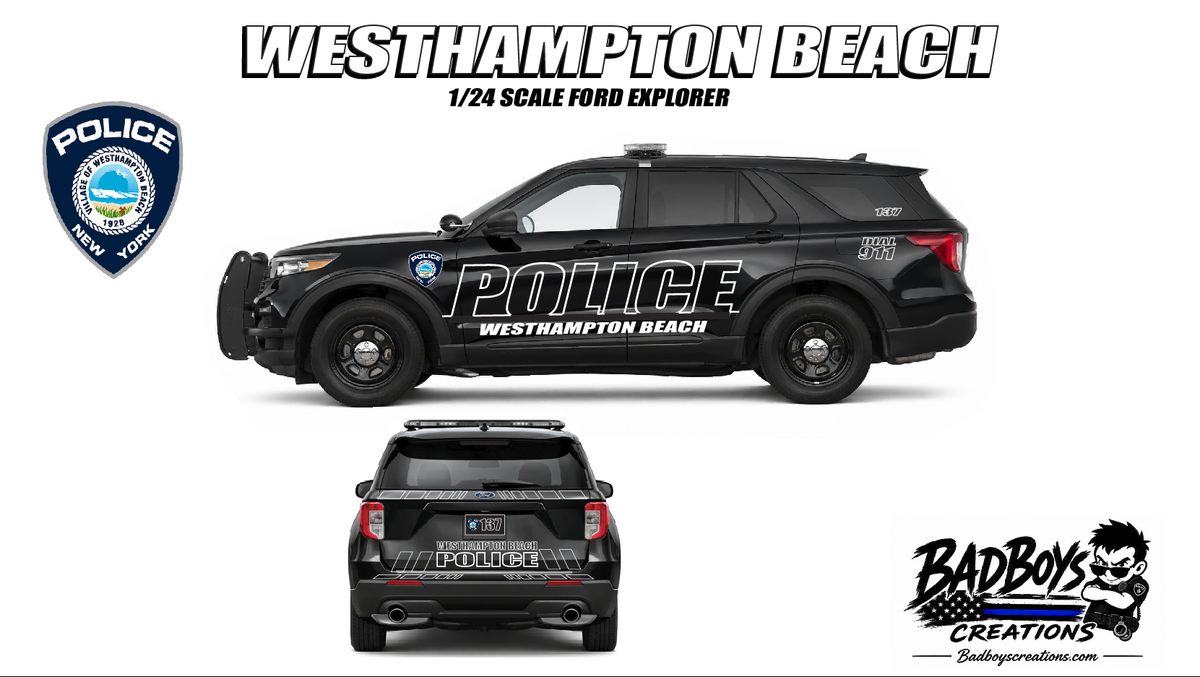 1/24 Scale Westhampton Beach NY Police Ford Explorer Diecast Model – Working LED Lights & Siren