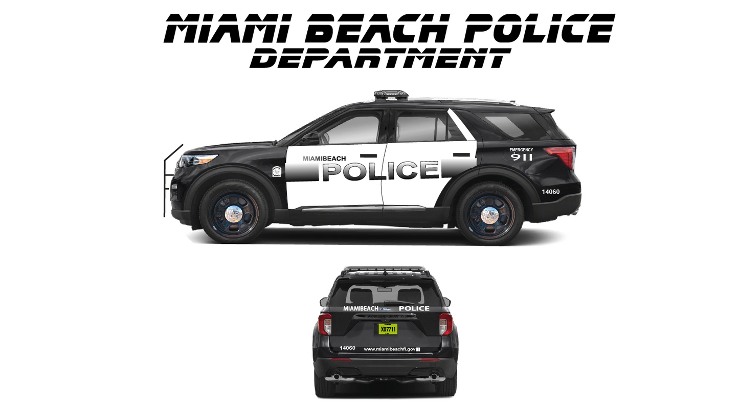 1/24 Scale 2022 Ford Police Explorer – Miami Police Department Florida Diecast Model | Working LED Lights & Siren | Custom Made by Badboys Creations