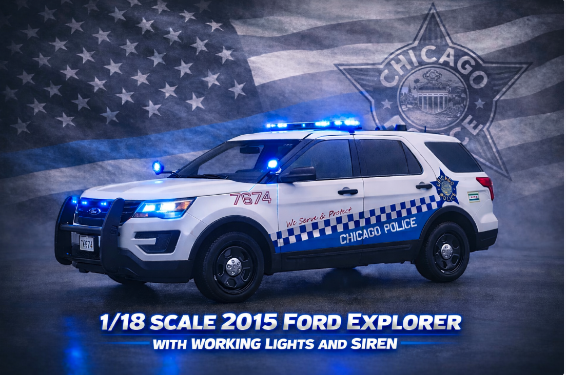 1/18 scale Chicago Police Diecast Ford Explorer with working lights and siren