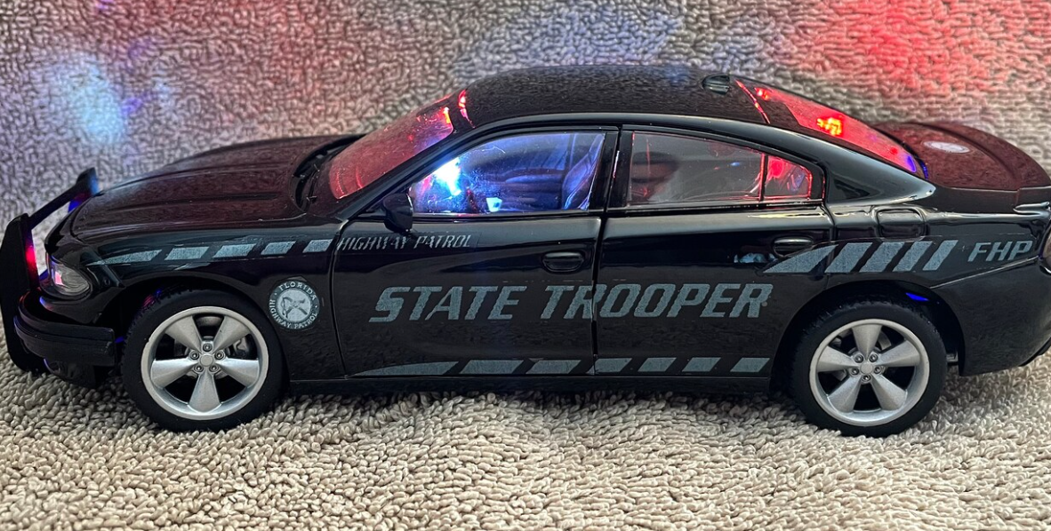 1/24 Scale 2016 Dodge Charger Florida Highway Patrol Stealth Unit Diecast Model Car – Custom Working LED Lights & Siren – Police Replica by Badboys Creations