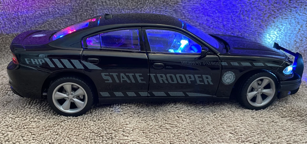 1/24 Scale 2016 Dodge Charger Florida Highway Patrol Stealth Unit Diecast Model Car – Custom Working LED Lights & Siren – Police Replica by Badboys Creations