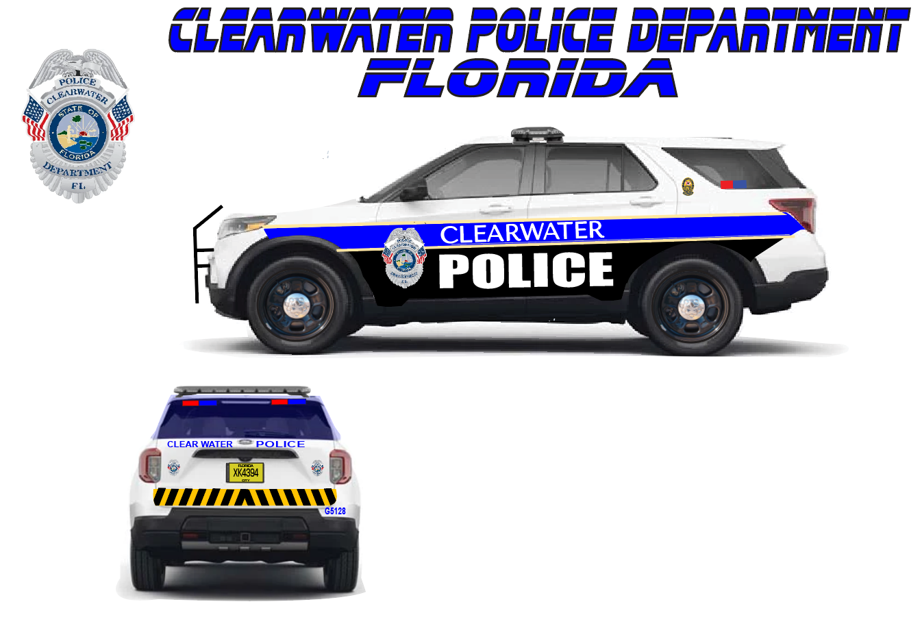 1/24 Scale 2022 Ford Explorer Clearwater Florida Police Diecast Model Car w/ Working LED Lights & Siren – Custom Police Replica by Badboys Creations