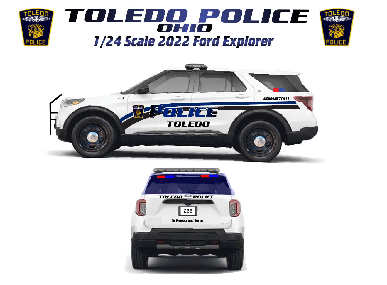 1/24 Scale Toledo Ohio Police 2022 Ford Explorer Waterslide Decals – Laser Printed – Approx. 4 Sets – Custom by Badboys Creations