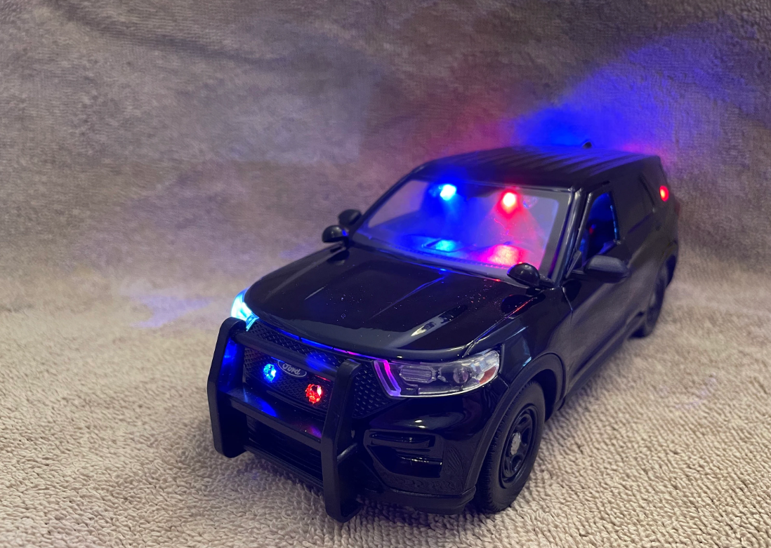 1/24 Scale 2022 Black Ford Explorer Undercover Police Unit – Working LED Lights & Siren – Custom Diecast by Badboys Creations