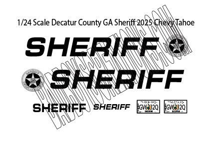 1/24 Scale 2025 Chevy Tahoe Decatur County Sheriff Georgia Waterslide Decals – Approx. 4 Sets Included – Laser Printed – Badboys Creations