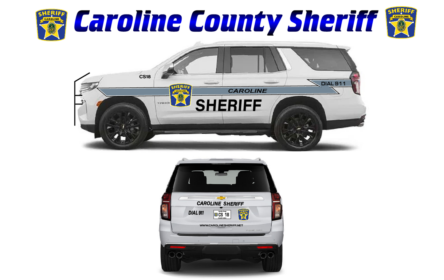 1/24 Scale 2025 Chevy Tahoe Caroline County Sheriff Maryland Waterslide Decals – Approx. 4 Sets | Decals Only