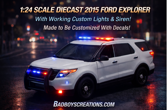 1/24 Scale 2015 Ford Explorer Police Diecast Model Car – Working Lights & Siren – Custom Made Replica