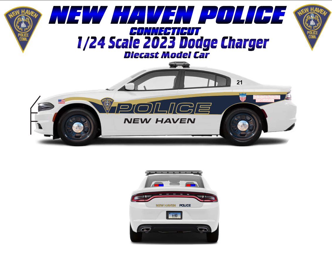 1/24 New Haven Connecticut Police 2023 Dodge Charger Waterslide Decals – Laser Printed – Approx 4 Sets Included