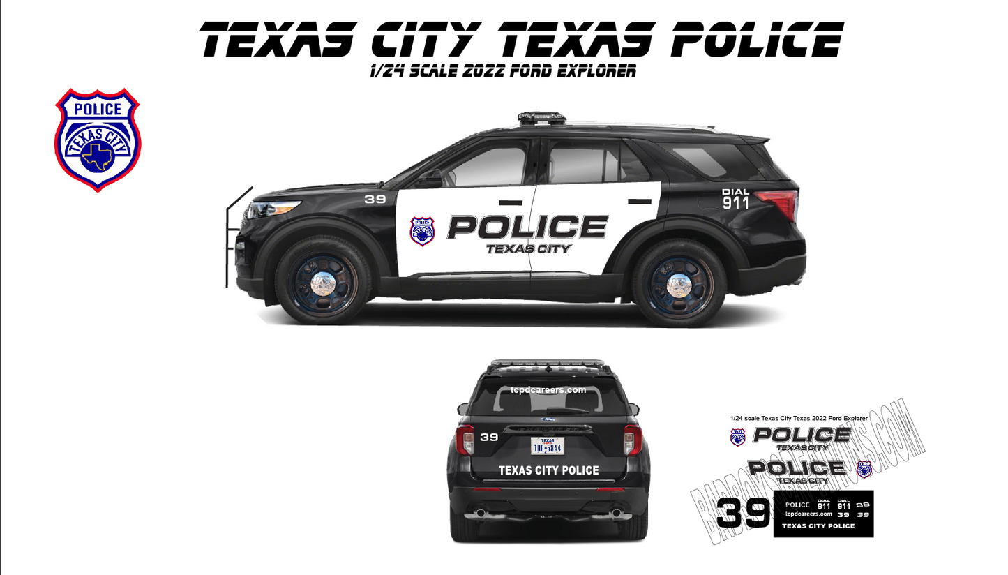 1/24 Scale 2022 Ford Explorer Waterslide Decals – Approx. 4 Sets | White Toner Printed