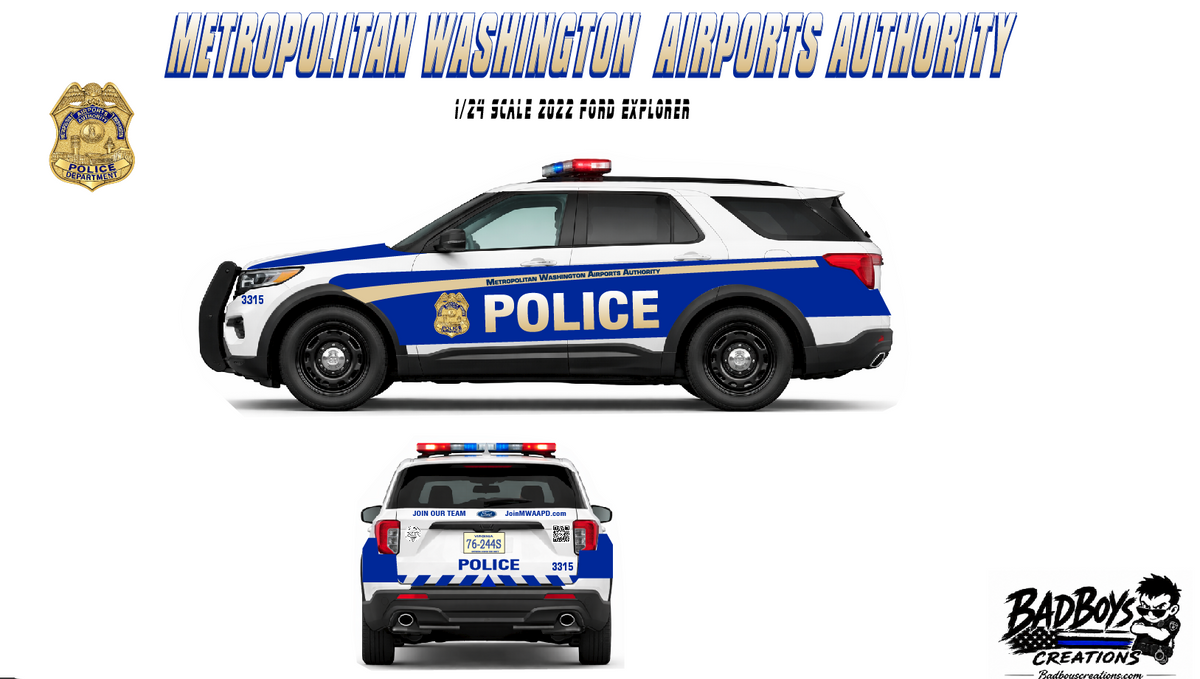 1/24 2022 Ford Explorer Metropolitan Washington Airports Authority Police Diecast – Working Lights & Siren