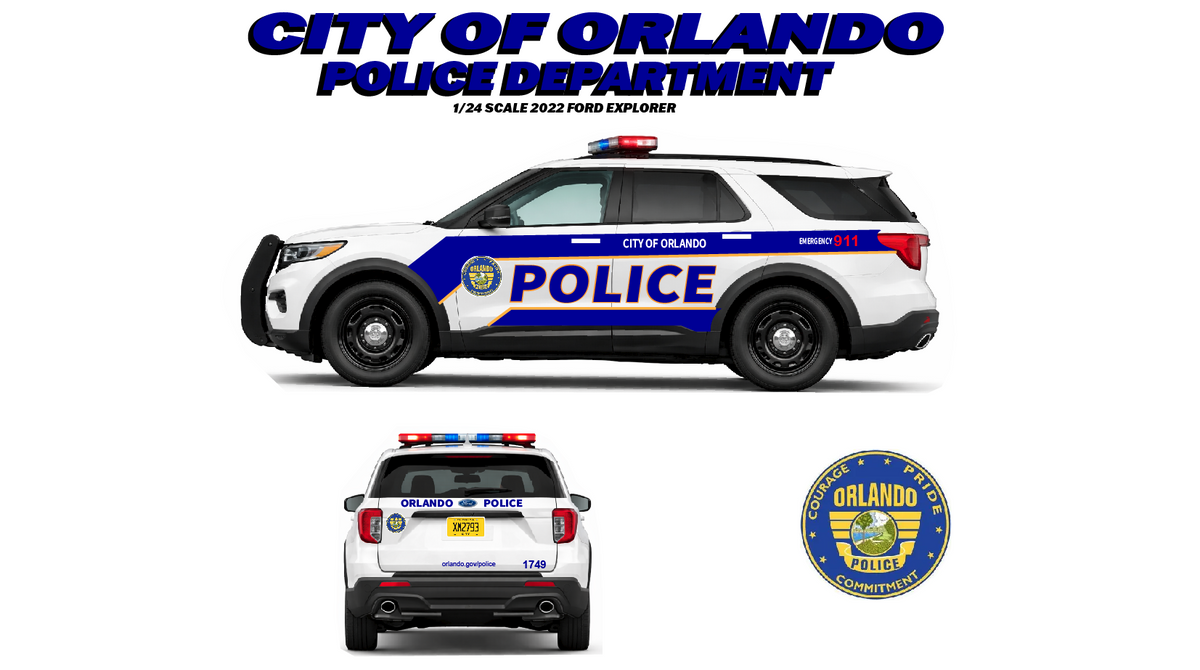🚔 City of Orlando Police Department – 2022 Ford Explorer – 1/24 Scale Custom Diecast Model with Working Lights & Siren